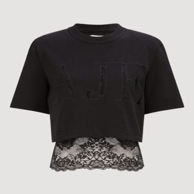 Aje Kayla Lace Underlay Crop Tee - Image 2