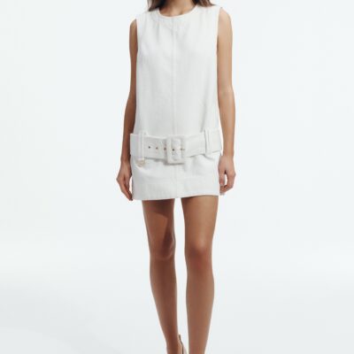 Aje Leni Belted Denim Mini Dress - Image 1