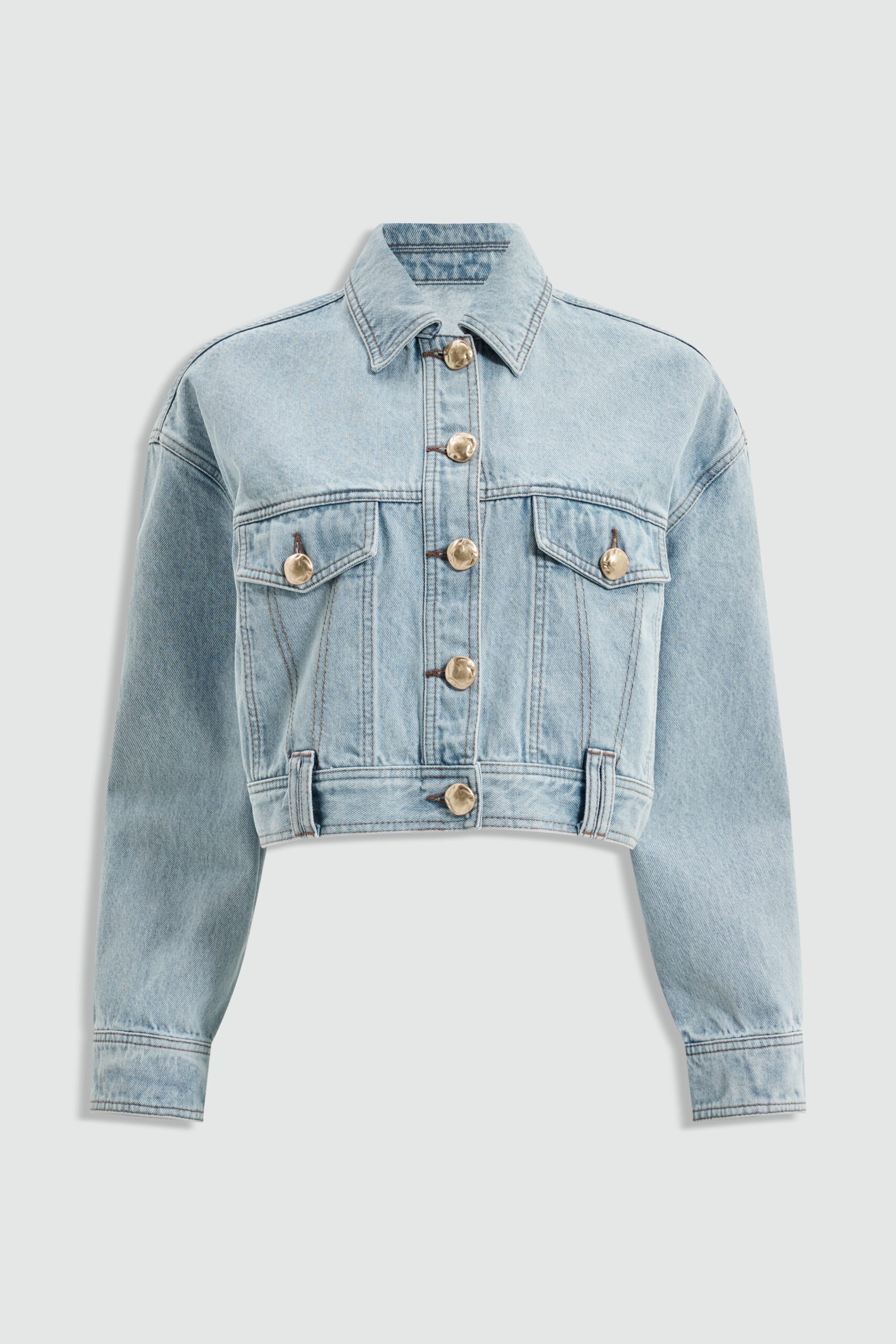 MNAJE300826190239015_2 Aje Joy Curved Back Denim Jacket - Image 2