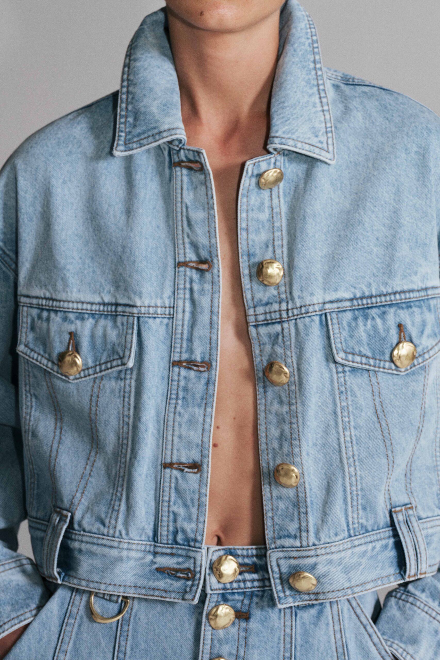 MNAJE300826190239015_3 Aje Joy Curved Back Denim Jacket - Image 3