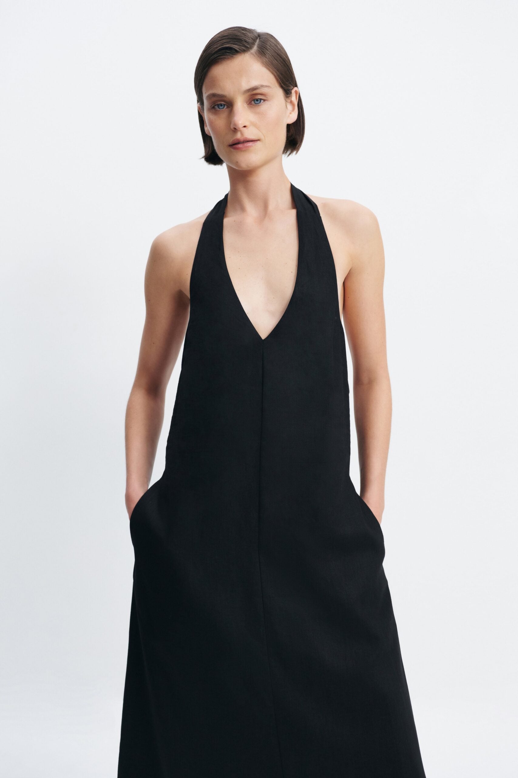 MNAJE300826190239115_3 Aje Corine Linen Halter Dress - Image 3