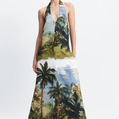 Aje Coastal Border Halter Dress - Image 1