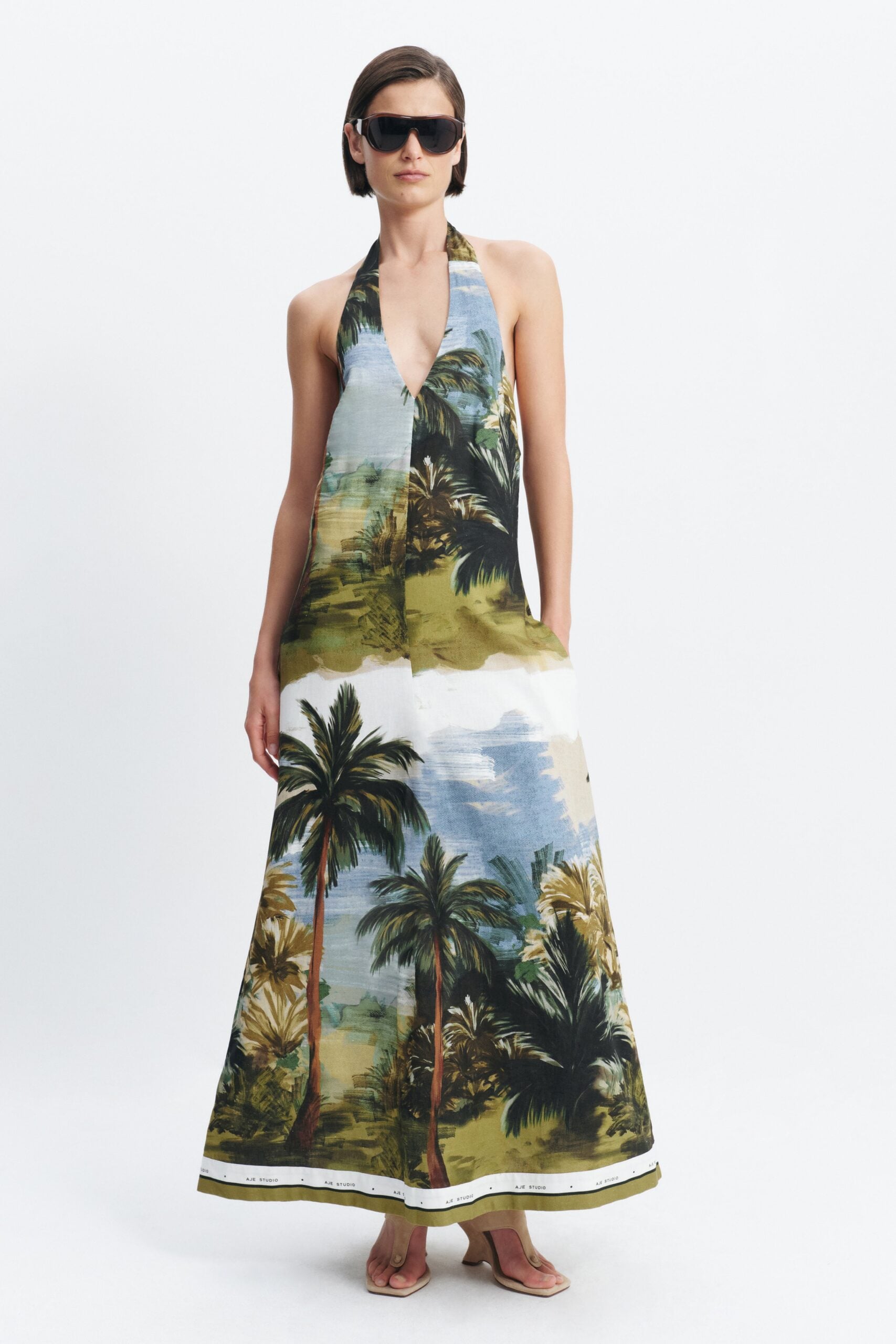 Aje Coastal Border Halter Dress - Image 1