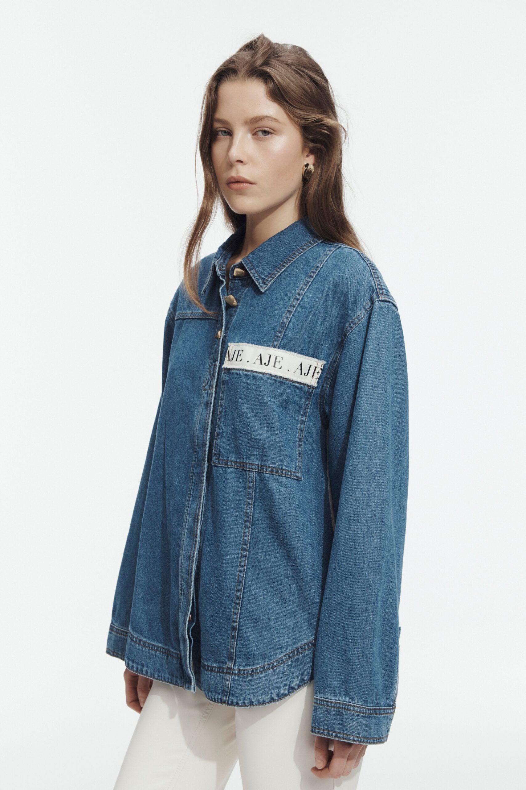 MNAJE300826190239151_2 Aje Caserta Logo Denim Shirt - Image 2