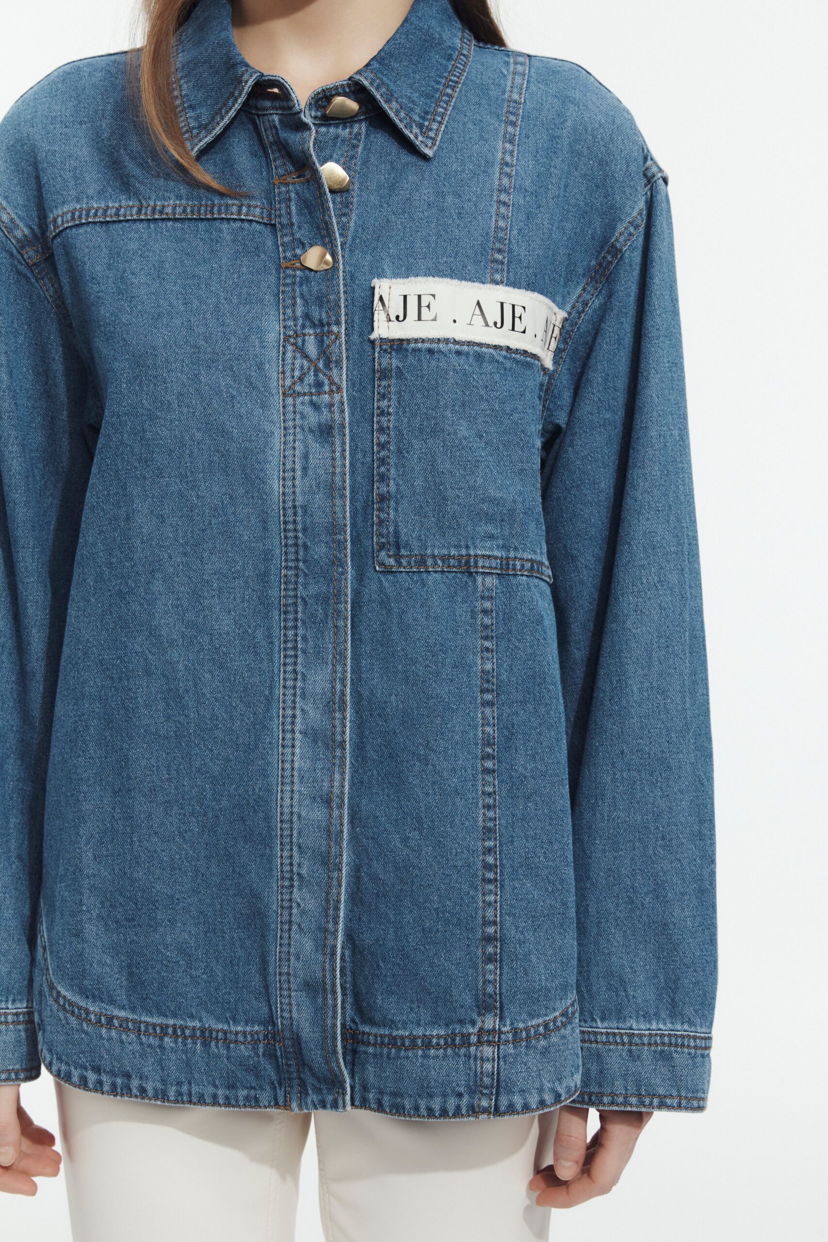 MNAJE300826190239151_3 Aje Caserta Logo Denim Shirt - Image 3