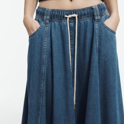 Aje Caserta Logo Denim Midi Skirt - Image 2