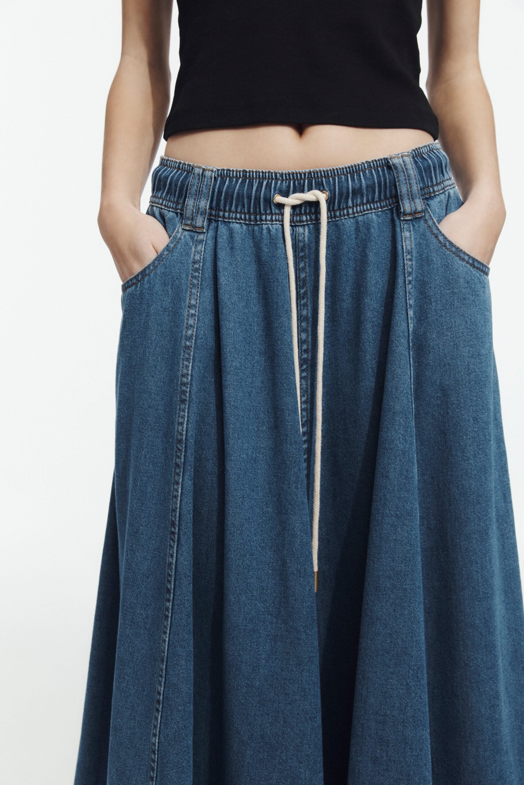 MNAJE300826190239153_2 Aje Caserta Logo Denim Midi Skirt - Image 2