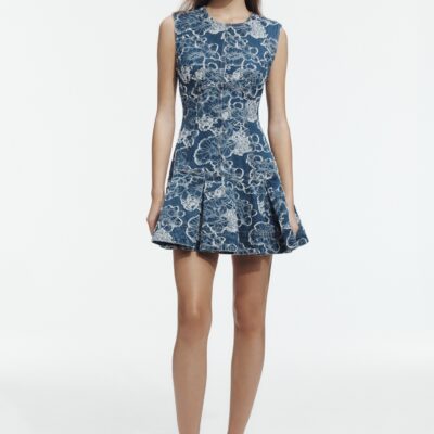 Aje Arlo Jacquard Denim Mini Dress - Image 1