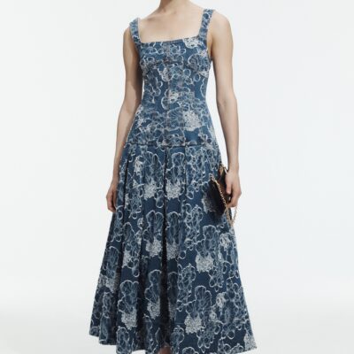 Aje Arlo Jacquard Denim Maxi Dress - Image 1
