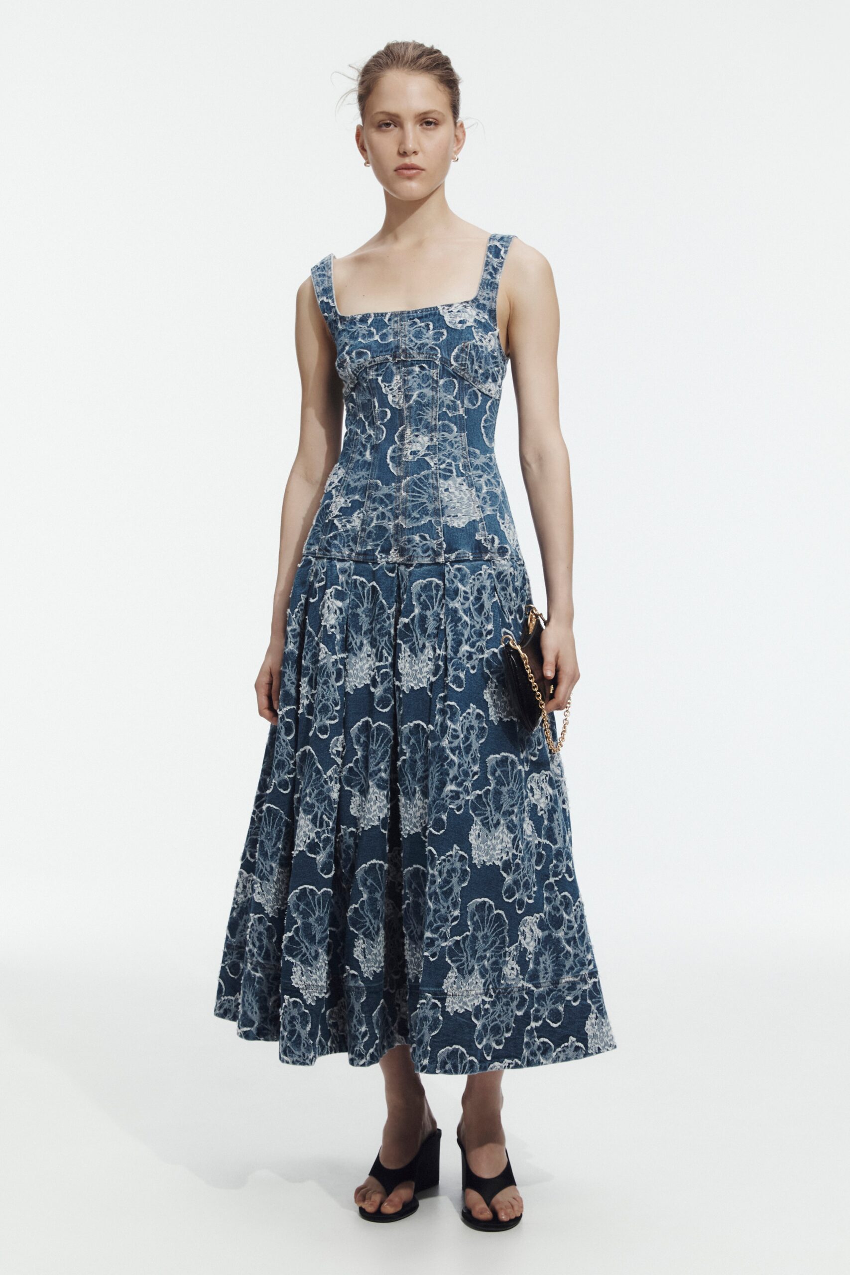 Aje Arlo Jacquard Denim Maxi Dress - Image 1