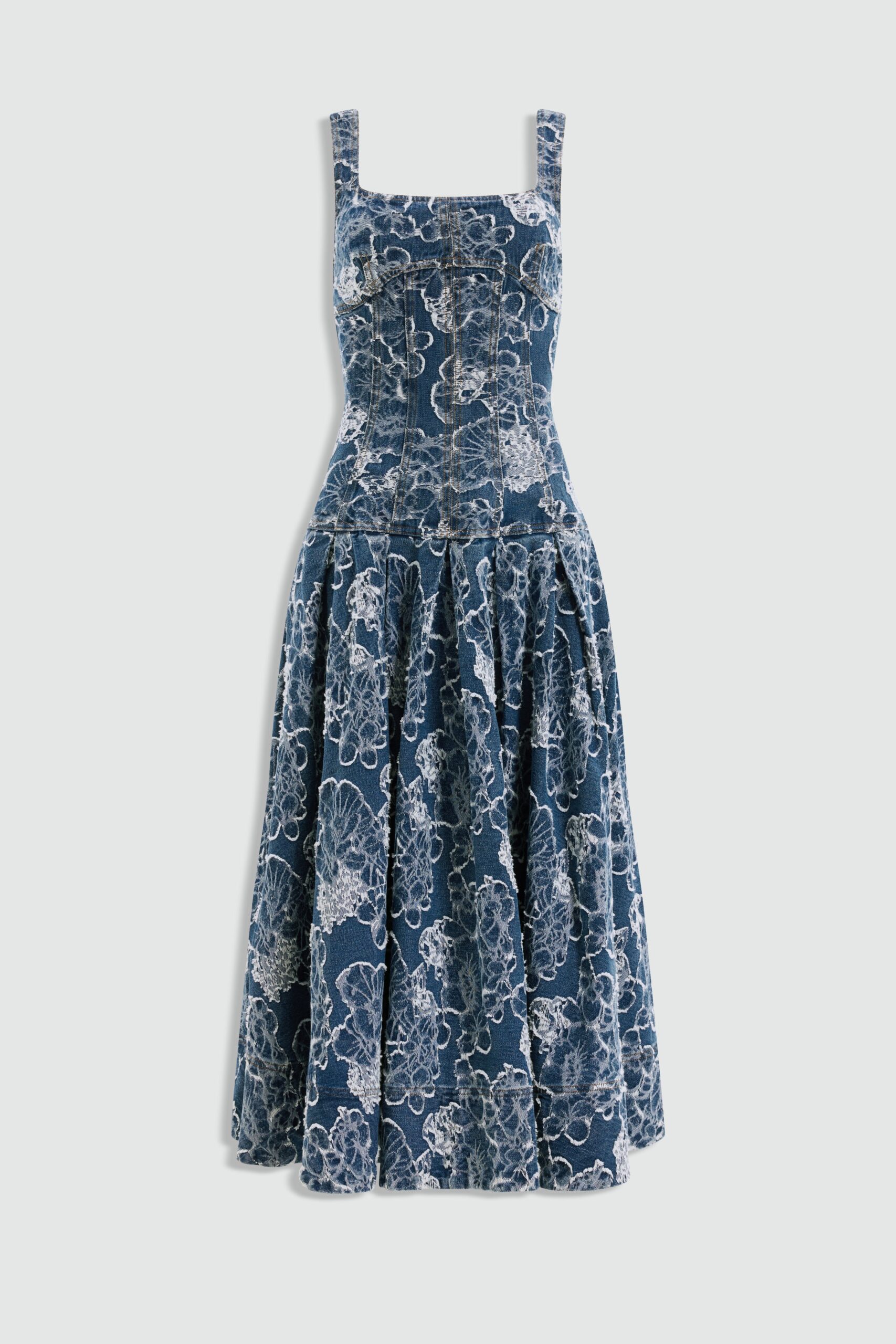 MNAJE300826190239197_2 Aje Arlo Jacquard Denim Maxi Dress - Image 2