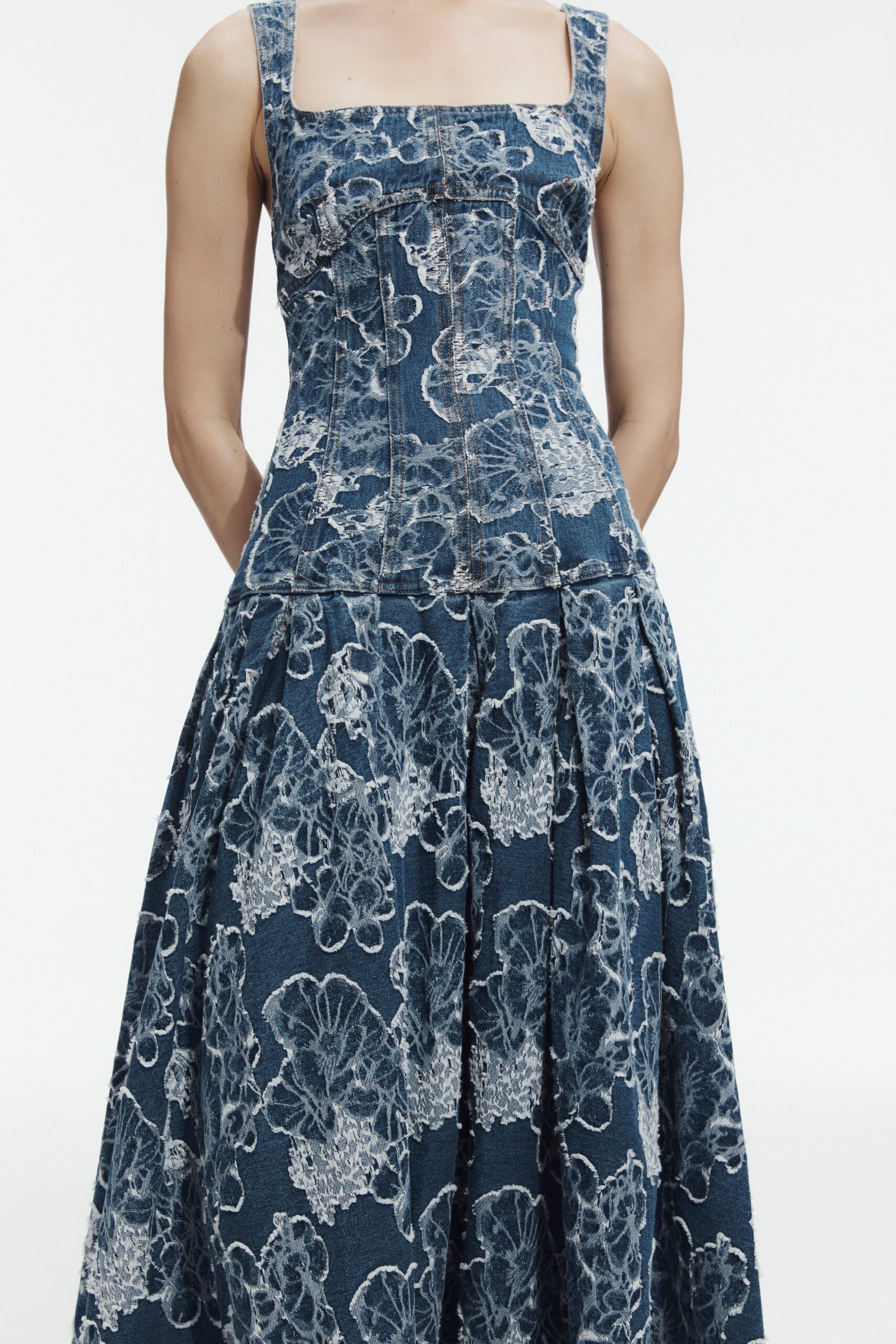 MNAJE300826190239197_3 Aje Arlo Jacquard Denim Maxi Dress - Image 3