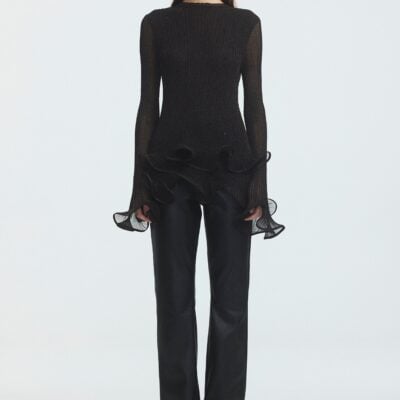 Aje Agata Ruffle Knit Top - Image 1