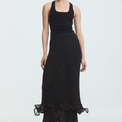 Aje Agata Ruffle Knit Midi Skirt - Image 1