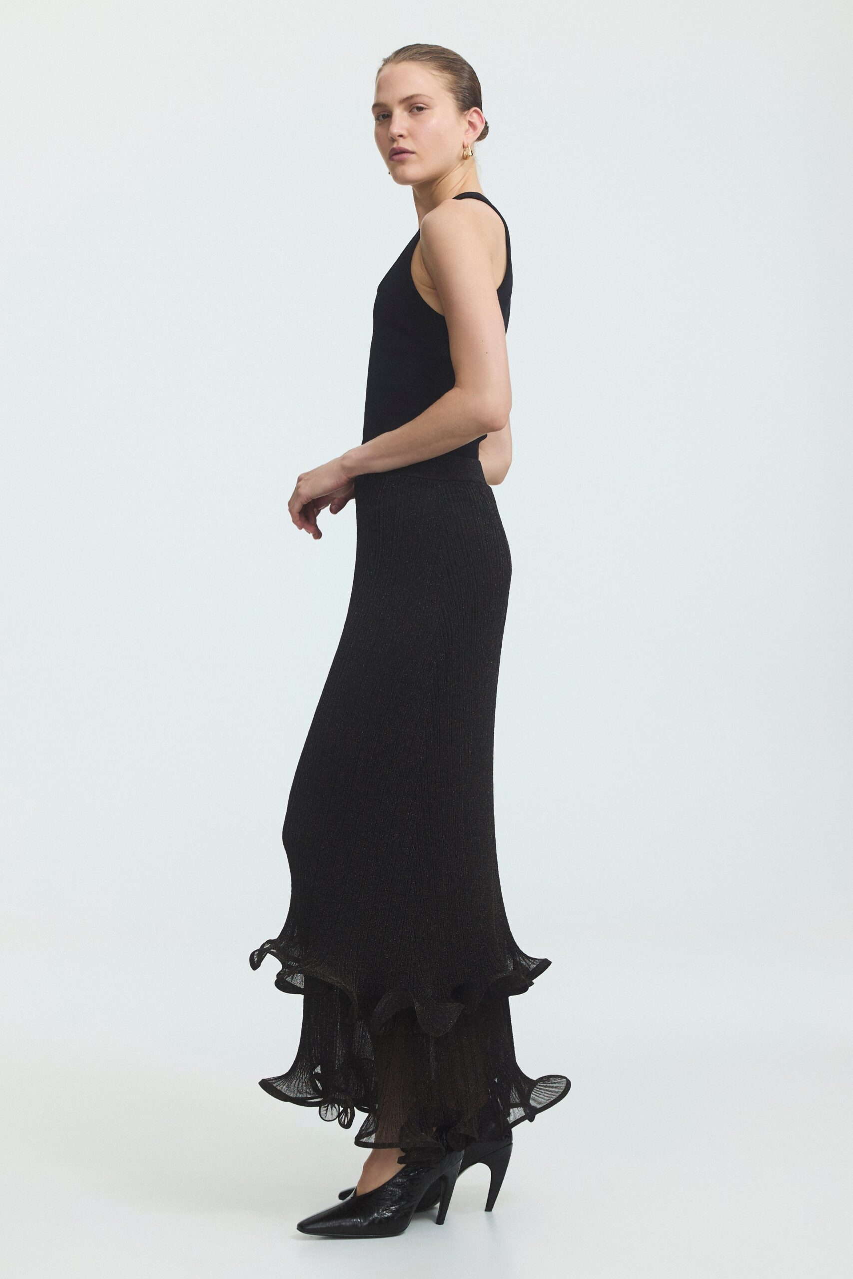 MNAJE300826190239239_3 Aje Agata Ruffle Knit Midi Skirt - Image 3