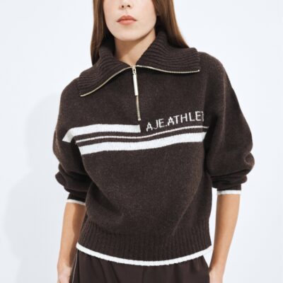 Aje 1/4 Zip Stripe Logo Knit - Image 1