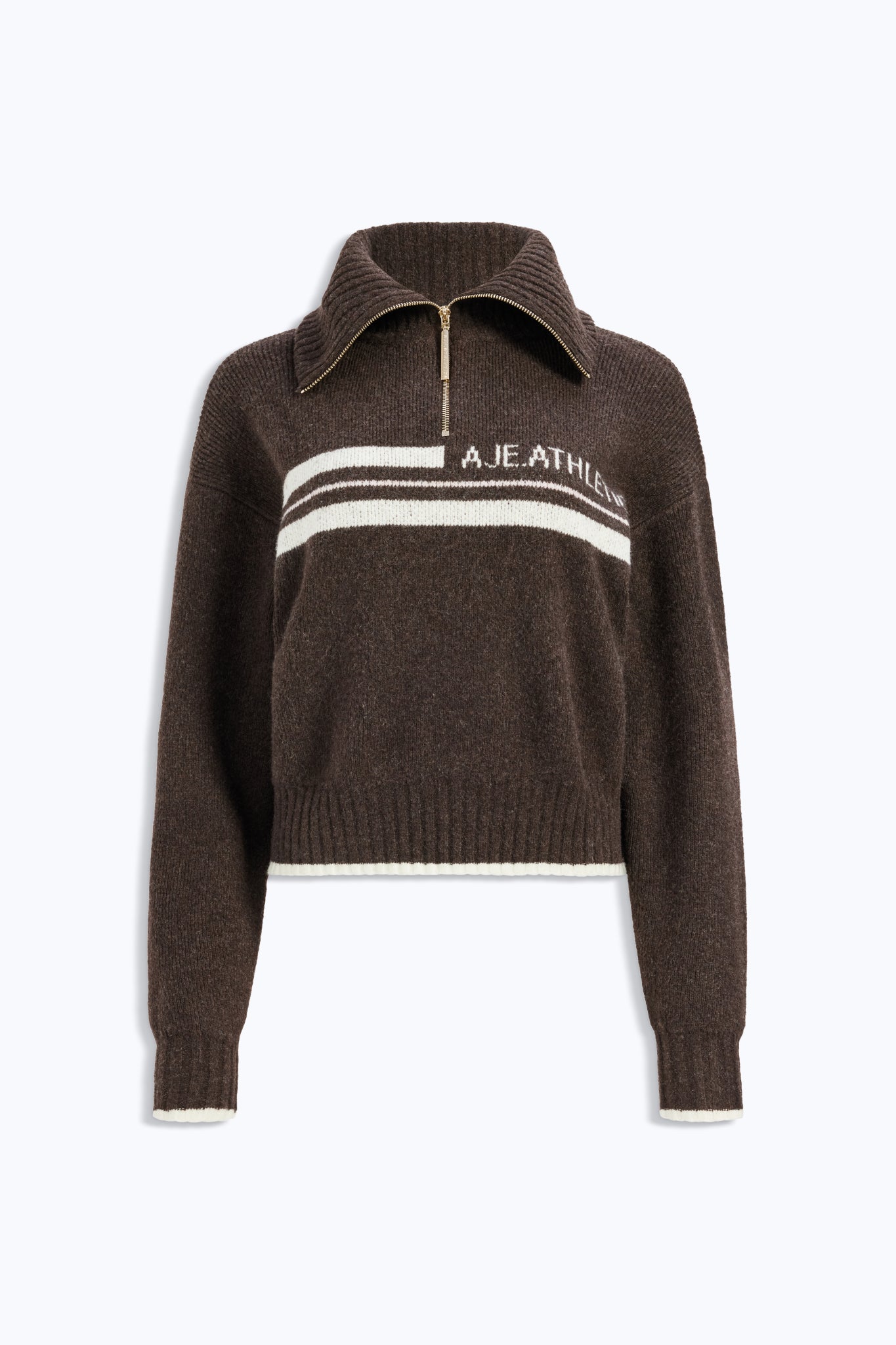 MNAJE300826190239254_2 Aje 1/4 Zip Stripe Logo Knit - Image 2