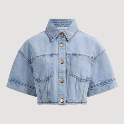 Aje Zella Cropped Denim Shirt - Image 2