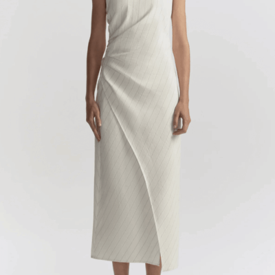 ALC Caroline Linen Pinstripe Midi Dress - Image 2