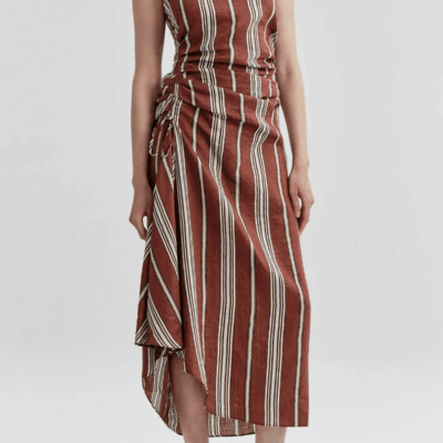 ALC Naomi Striped Linen Midi Dress - Image 2