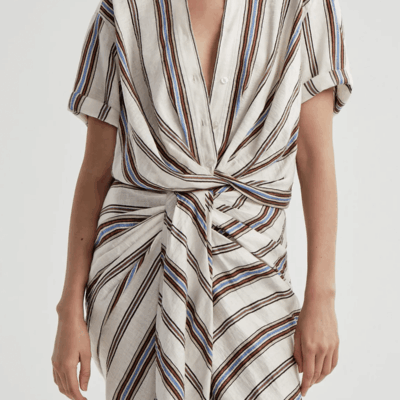 ALC Leonore Short Sleeve Striped Linen Shirt - Image 2