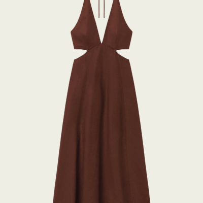 ALC Evelena Tie-Back Linen Midi Dress - Image 1