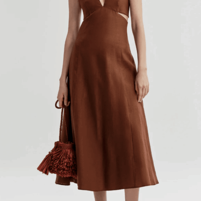 ALC Evelena Tie-Back Linen Midi Dress - Image 2