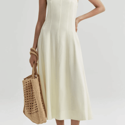 ALC Elinor Linen Midi Halter Dress - Image 2