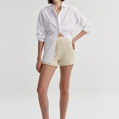 A.L.C. Ula Cotton Crochet Knit Short - Image 1
