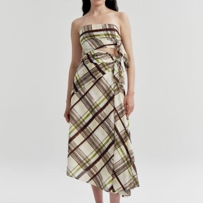A.L.C. Tessa Plaid Cotton Midi Dress - Image 1