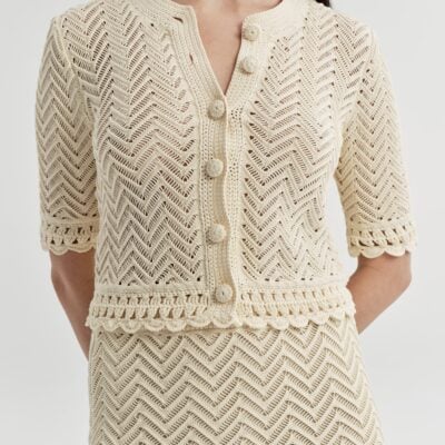 A.L.C. Simon Cotton Crochet Knit Cardigan - Image 2