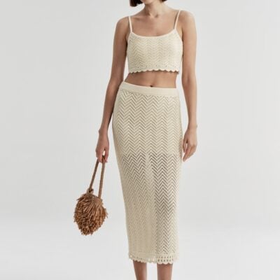 A.L.C. Siesta Cotton Crochet Knit Midi Skirt - Image 1