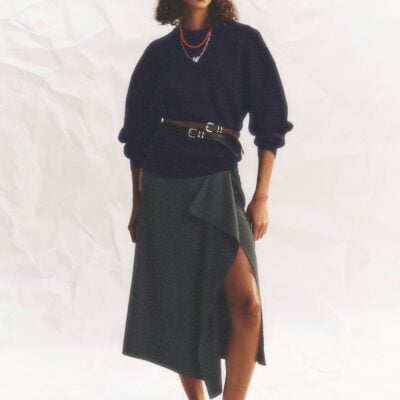 A.L.C. Seraphina Stretch Linen Midi Skirt - Image 1