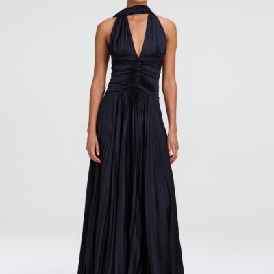 A.L.C. Sabine Scarf Tie Satin Pleated Gown - Image 1