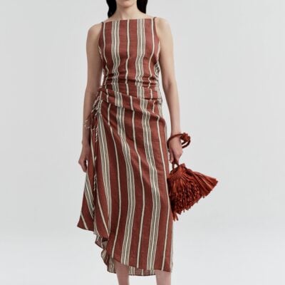 A.L.C. Naomi Striped Linen Midi Dress - Image 2
