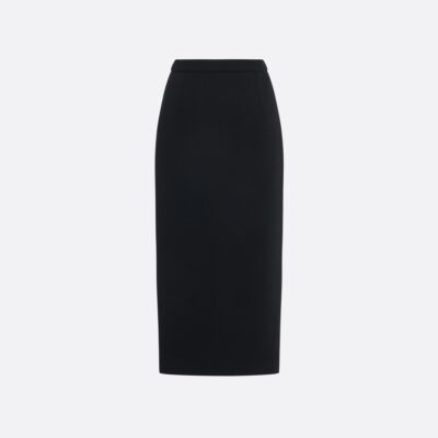 Alessandra Rich Wool Crêpe Midi Skirt - Image 1