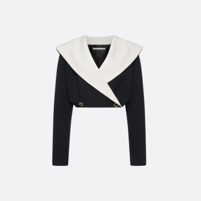 Alessandra Rich Wool Crêpe Cropped Double Breasted Jacket - Image 1
