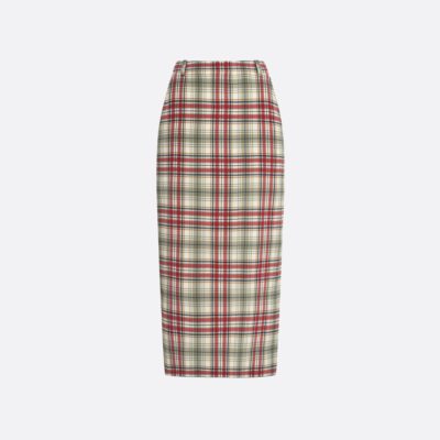 Alessandra Rich Tartan-print Silk Midi Skirt - Image 1