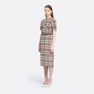 Alessandra Rich Tartan-print Silk Midi Skirt - Image 2