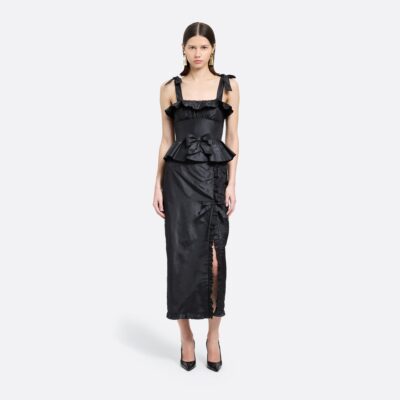Alessandra Rich Silk Taffeta Midi Dress With Ruffles - Image 2