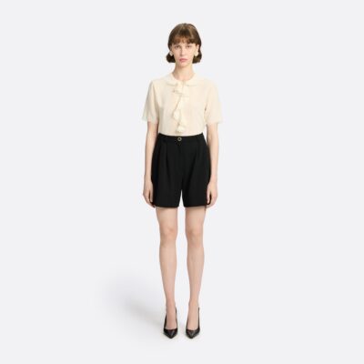Alessandra Rich Silk Short Sleeve Blouse With Jabot - Image 2