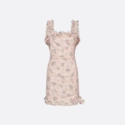 Alessandra Rich Silk Mini Dress With Ruffles - Image 1