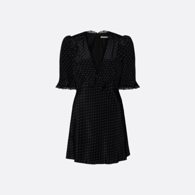 Alessandra Rich Silk Mini Dress With Bow - Image 1