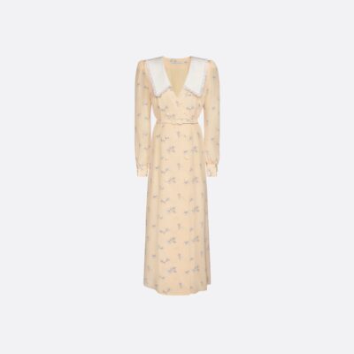 Alessandra Rich Silk Midi Dress With Collar - Image 1
