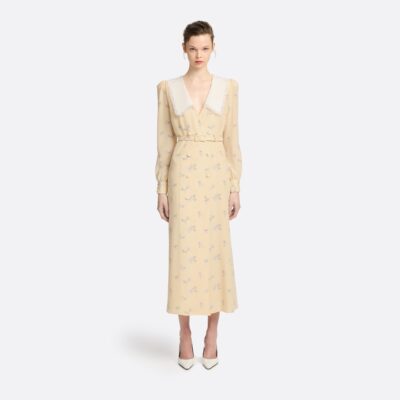 Alessandra Rich Silk Midi Dress With Collar - Image 2