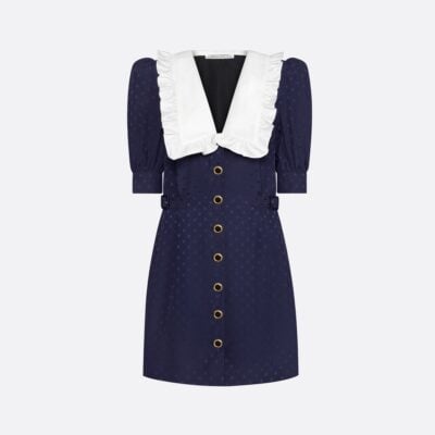 Alessandra Rich Silk Jacquard Mini Dress With Buckles - Image 1