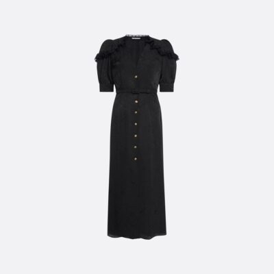 Alessandra Rich Silk Jacquard Midi Dress With V-neckline - Image 1