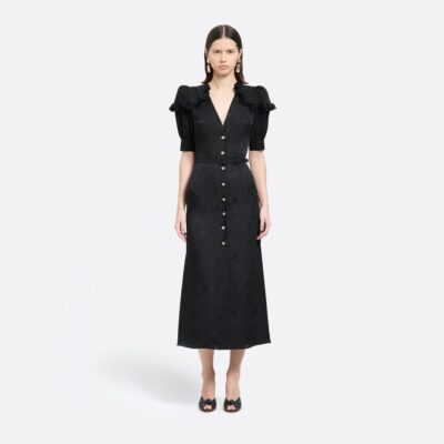 Alessandra Rich Silk Jacquard Midi Dress With V-neckline - Image 2