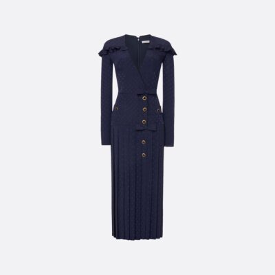 Alessandra Rich Silk Jacquard Dress With Pleated Skirt - Image 1