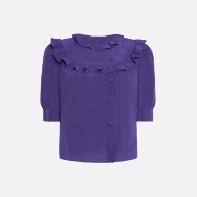 Alessandra Rich Silk Blouse With Ruffles - Image 1